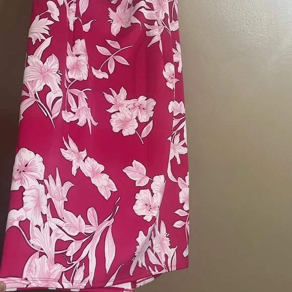 Lane Bryant Dress Sz 26 Sheath Pink Floral Print Off-Shoulder Feminine Fairy - Picture 3 of 8